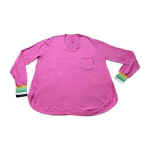 Zaket & Plover Sweater Women S Pink Silk Cotton LS Lightweight Boho Preppy Twee